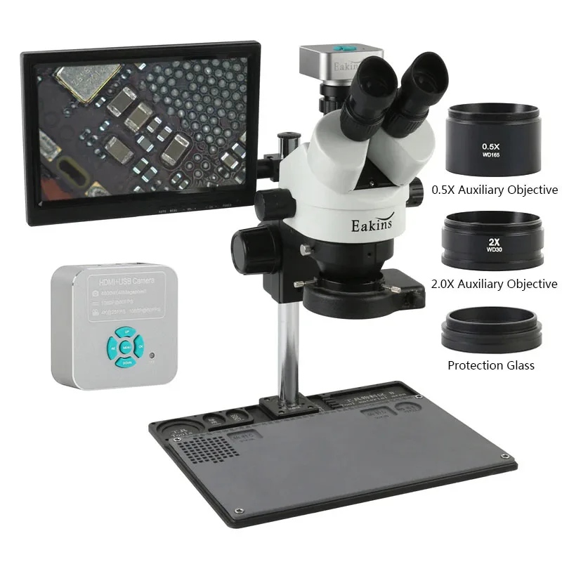 Simul-Focal Industrial Microscope 4K Hdmi - 7X 45X Zoom Industri Simul-fokus HDMI