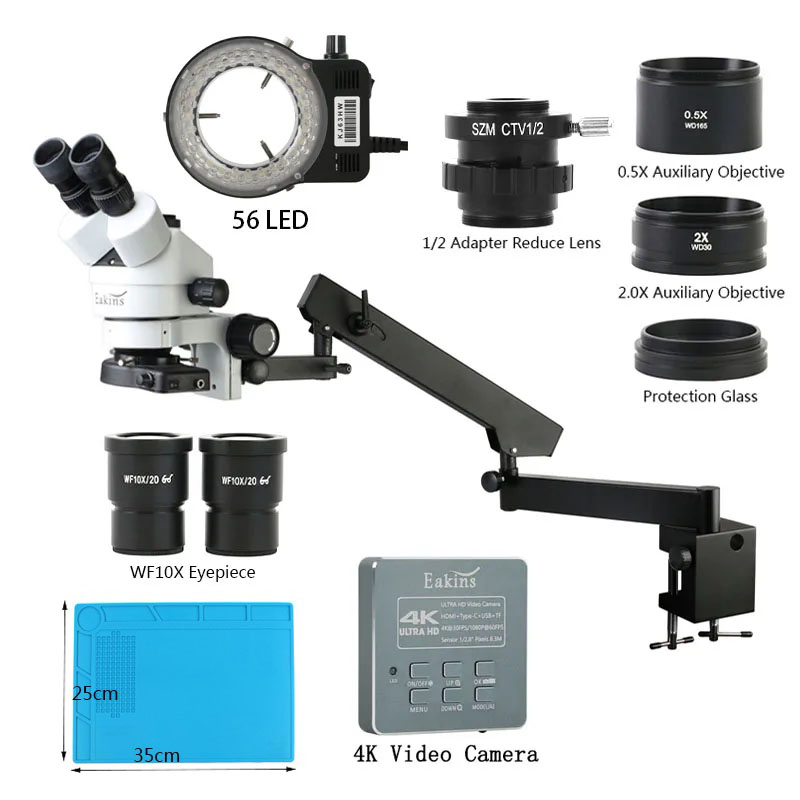 Simul-Focal Industrial Microscope 4K Hdmi - Simul fokus industri trinokular Stereo mikroskop