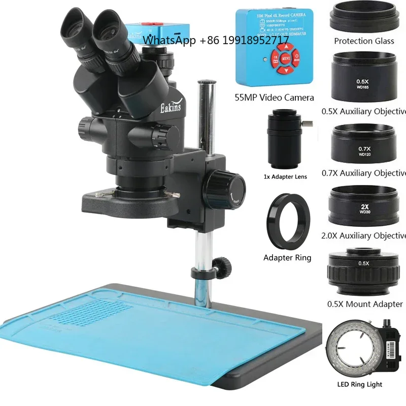 Simul-Focal Industrial Microscope 4K Hdmi - Set Mikroskop Stereo Trinokuler Eakins Zoom