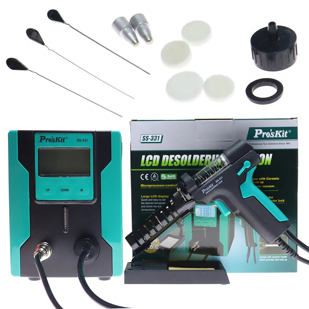 Desoldering Pump Electric Vacuum Station - Stasiun Pematrian Digital LCD SS-331, Pistol