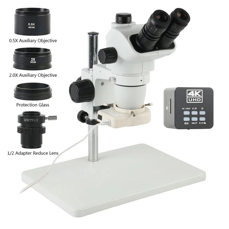 Simul-Focal Industrial Microscope 4K Hdmi - Mikroskop Stereo Trinokular Simul-Focal 6.7X45X 3.5X