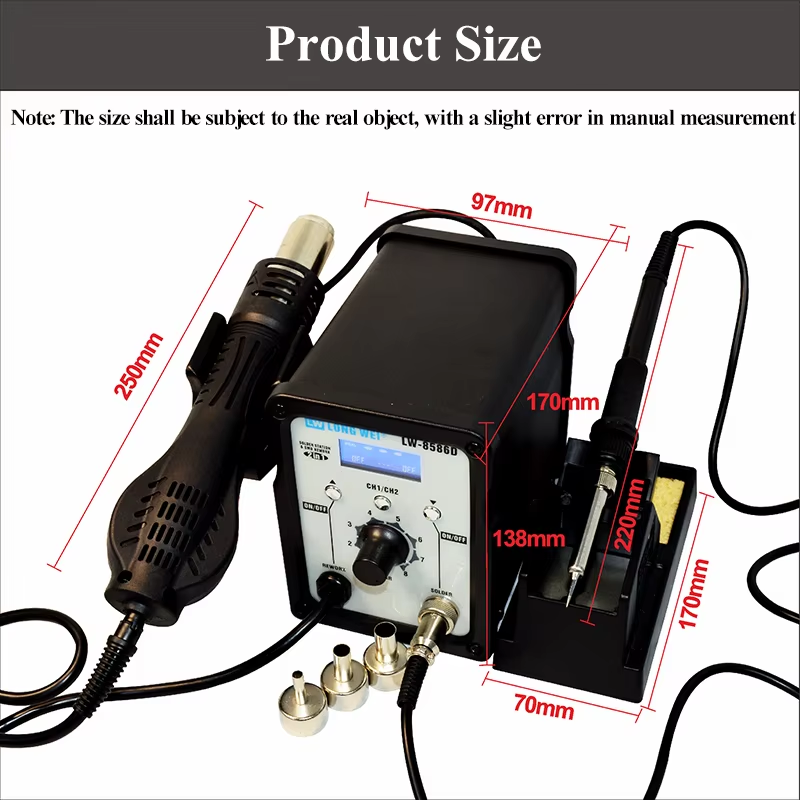 LW-8586D 2 in 1 750W Pistol Ud - 2 In 1 Soldering Rework Station 750W ulasan dan harga