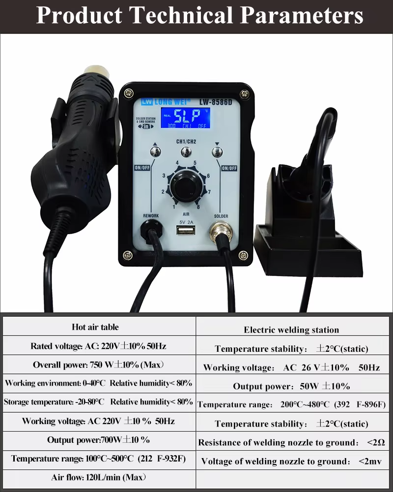 LW-8586D 2 in 1 750W Pistol Ud - 2 In 1 Soldering Rework Station 750W ulasan dan harga