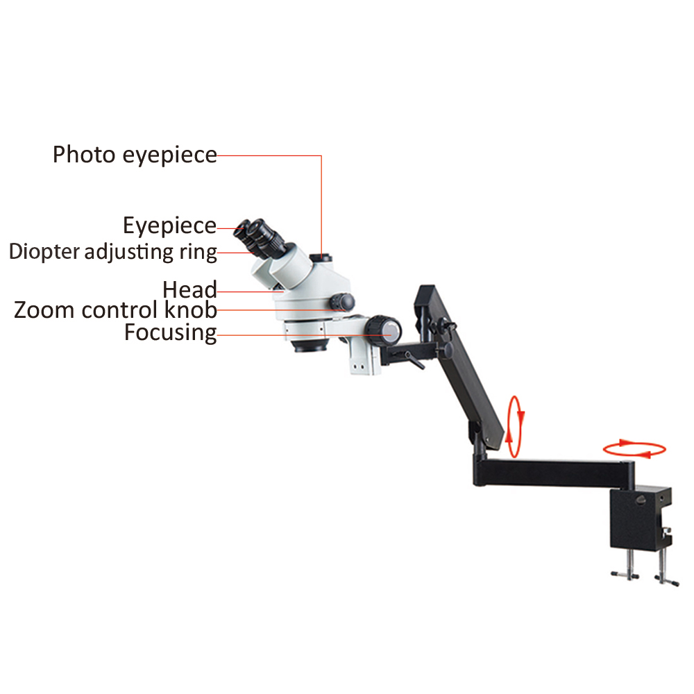 Penjepit Fiksasi Lengan Fleksi - Trinocular Stereo Microscope 7X-45X ulasan dan harga