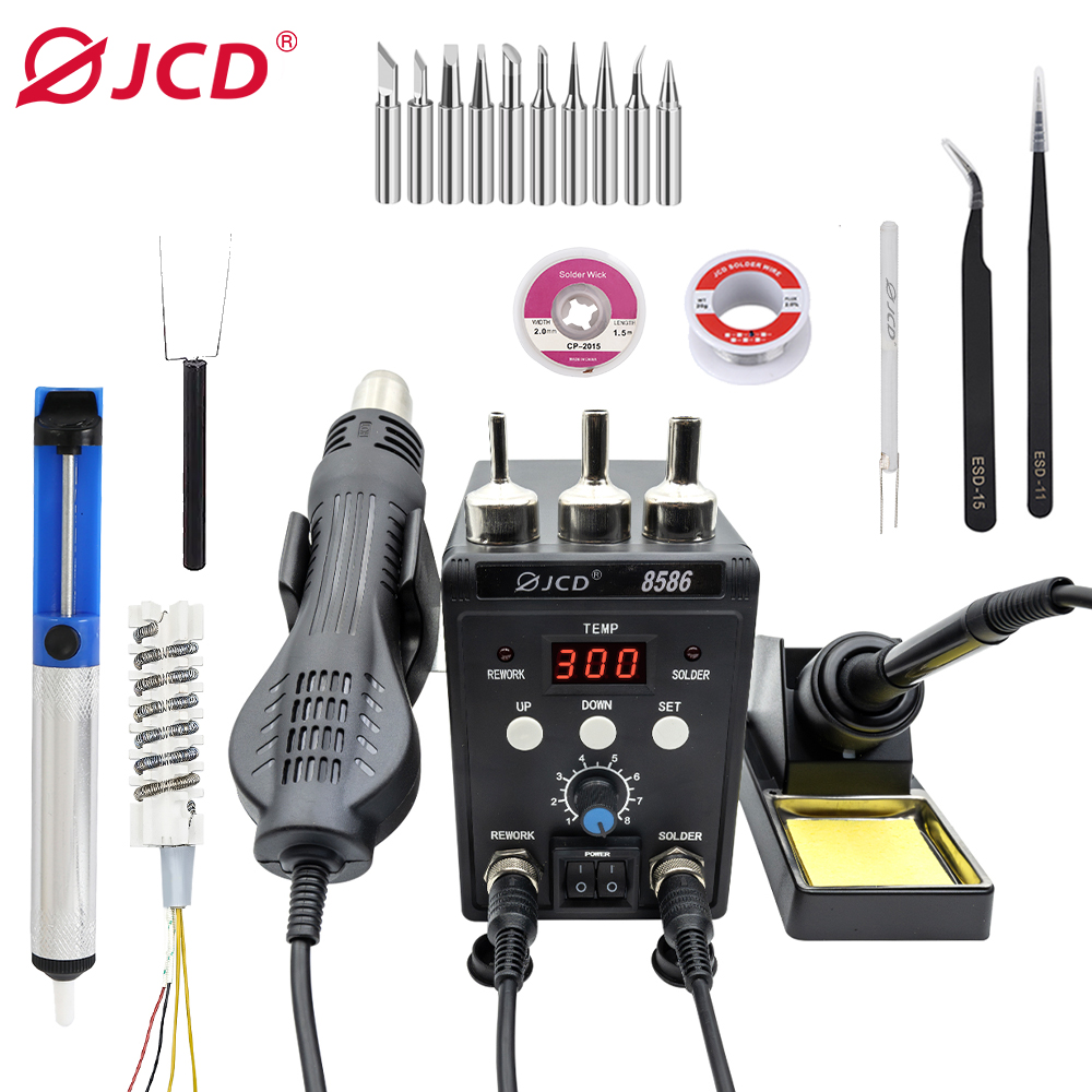 JCD 750W 8586 2 In 1 Digital E - 2 In 1 Soldering Rework Station 750W ulasan dan harga