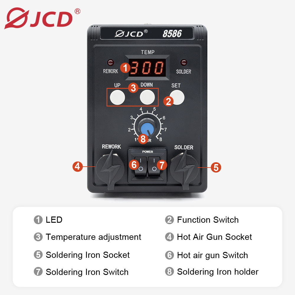 JCD 750W 8586 2 In 1 Digital E - 2 In 1 Soldering Rework Station 750W ulasan dan harga