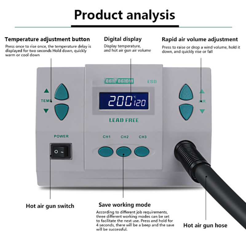 1000W220/110V 861DW HeatGun Be - Hot Air Rework Station 861Dw ulasan dan harga