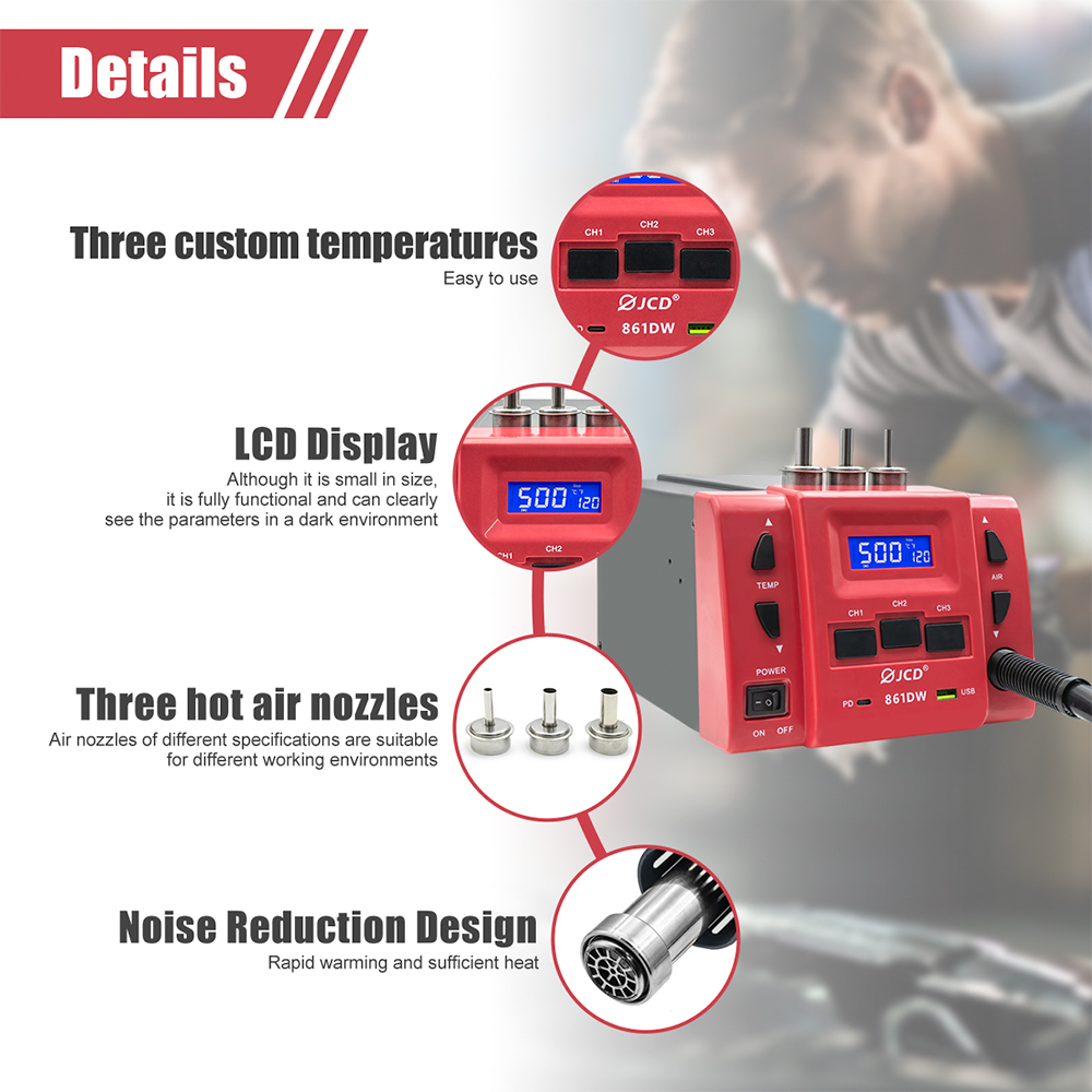 Stasiun Pematrian Ulang JCD 86 - Hot Air Rework Station 861Dw ulasan dan harga