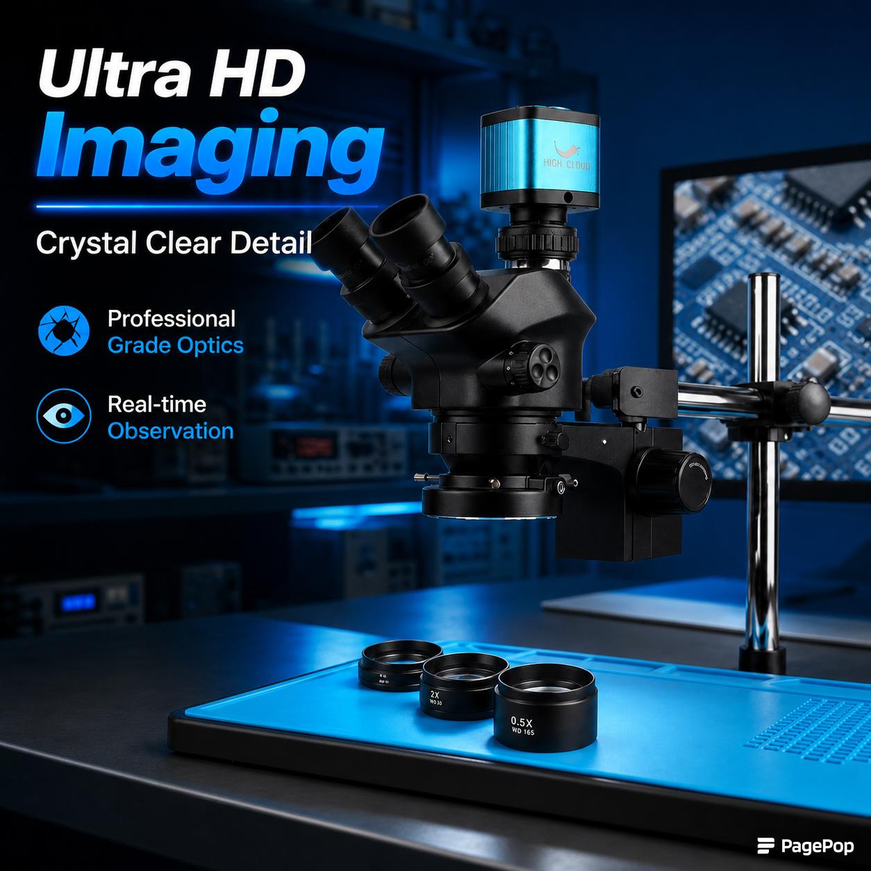Mikroskop Trinokuler Stereo In - Simul-Focal Industrial Microscope 4K Hdmi ulasan dan harga