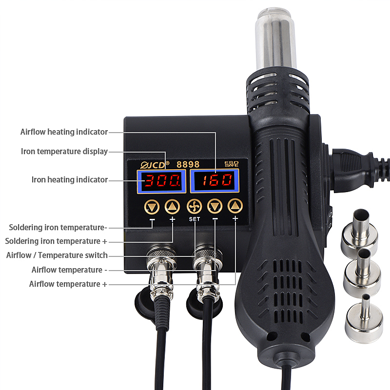 JCD 2 in 1 750W Stasiun Solder - 2 In 1 Soldering Rework Station 750W ulasan dan harga